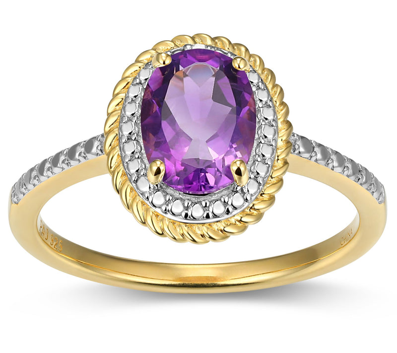 Affinity Gems Birthstone & Diamond Halo Ring, 18K Gold Plated — View 5