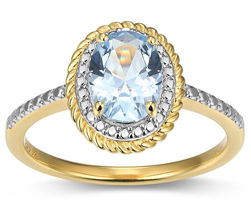 Affinity Gems Birthstone & Diamond Halo Ring, 18K Gold Plated — View 6