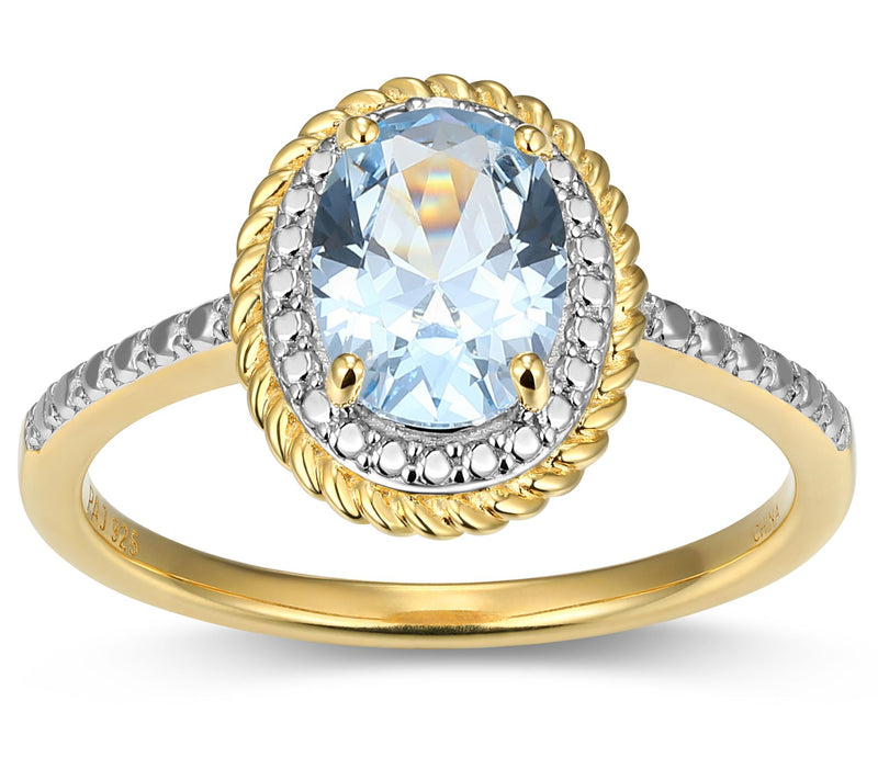 Affinity Gems Birthstone & Diamond Halo Ring, 18K Gold Plated — View 7