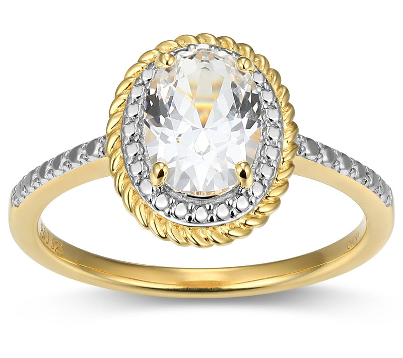 Affinity Gems Birthstone & Diamond Halo Ring, 18K Gold Plated — View 9