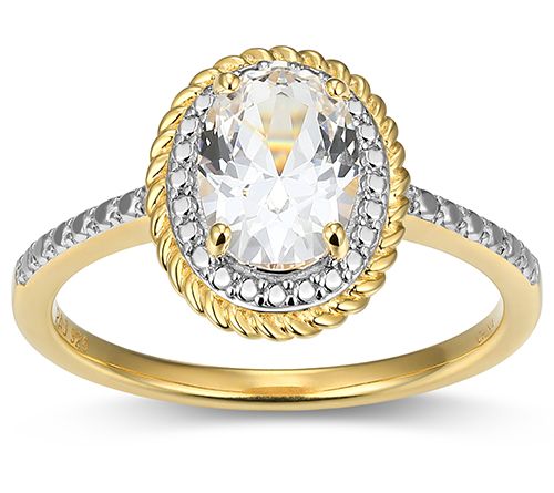 Affinity Gems Birthstone & Diamond Halo Ring, 18K Gold Plated — View 8