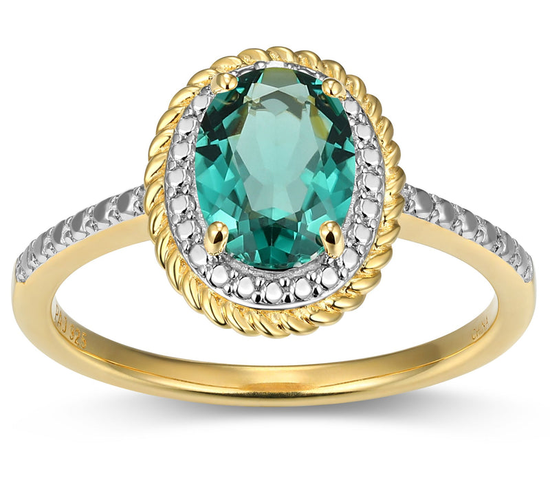 Affinity Gems Birthstone & Diamond Halo Ring, 18K Gold Plated — View 11