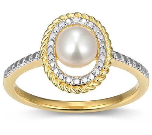 Affinity Gems Birthstone & Diamond Halo Ring, 18K Gold Plated — View 2