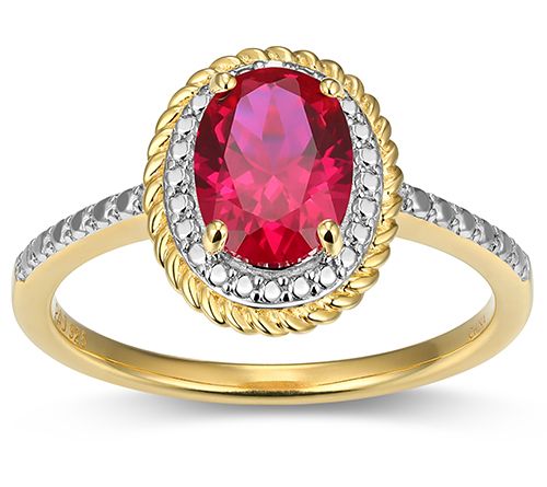Affinity Gems Birthstone & Diamond Halo Ring, 18K Gold Plated — View 14