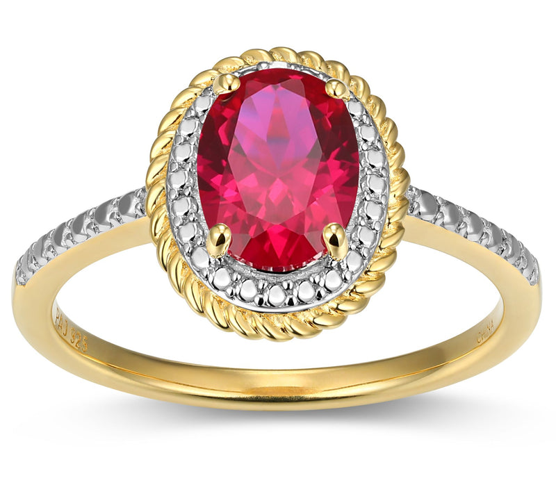 Affinity Gems Birthstone & Diamond Halo Ring, 18K Gold Plated — View 15