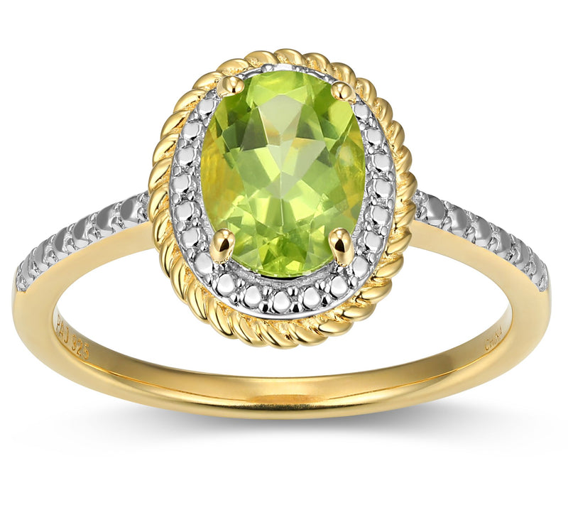 Affinity Gems Birthstone & Diamond Halo Ring, 18K Gold Plated — View 17