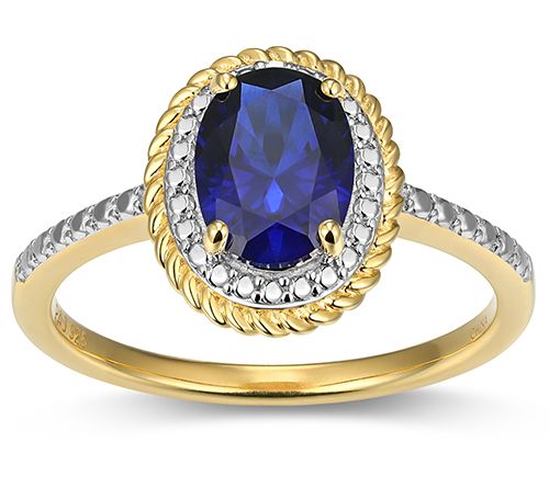 Affinity Gems Birthstone & Diamond Halo Ring, 18K Gold Plated — View 18