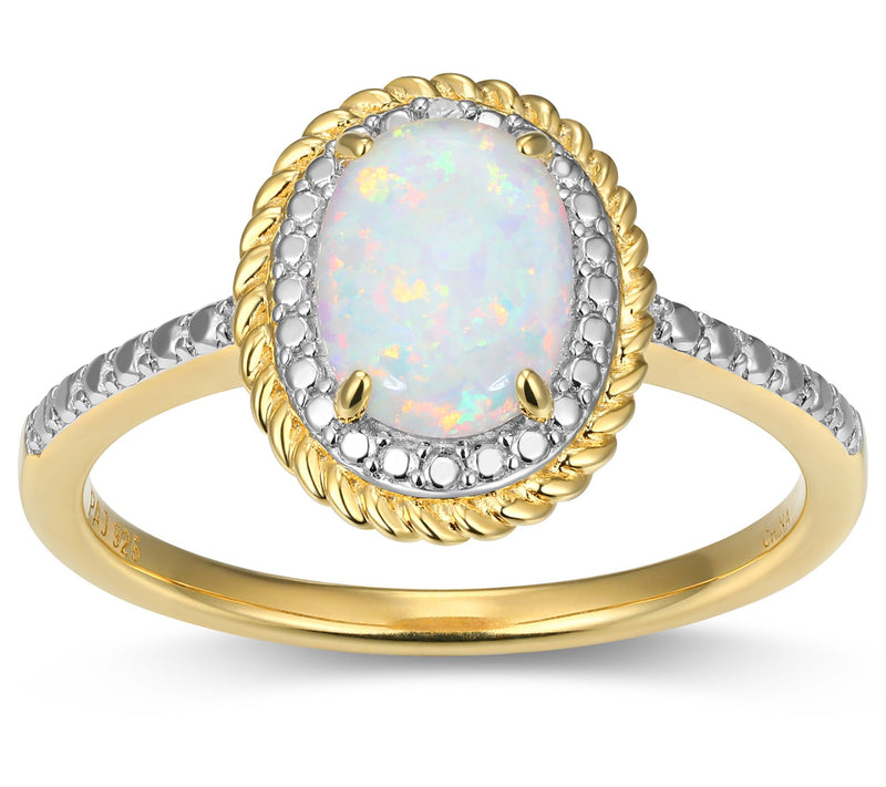 Affinity Gems Birthstone & Diamond Halo Ring, 18K Gold Plated — View 21