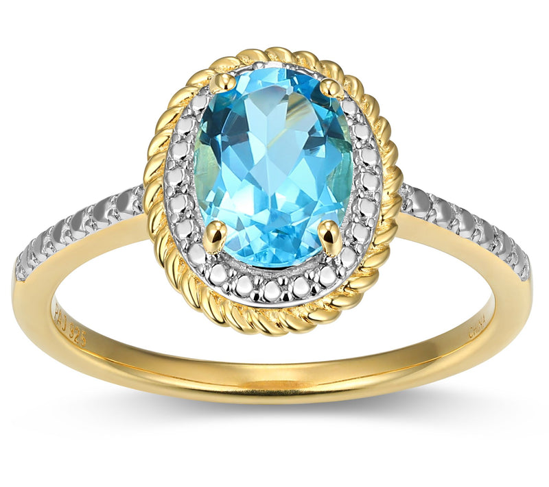 Affinity Gems Birthstone & Diamond Halo Ring, 18K Gold Plated — View 25