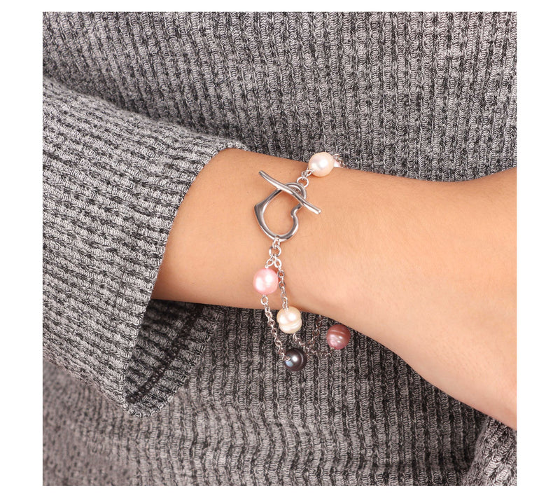 Honora Cultured Pearl Heart Toggle Bracelet — View 3