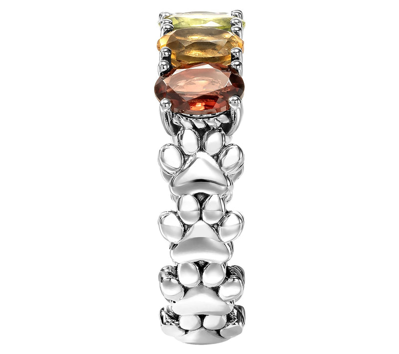 JAI Sterling Si lver Multi-Gems tone Rainbow Br idge Ring — View 2