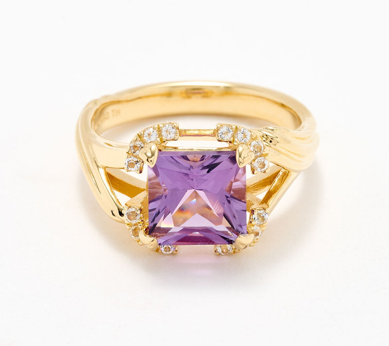 Christian James by Scott Grimes 14K Gold Clad Princess Cut Ripple Ring — View 7