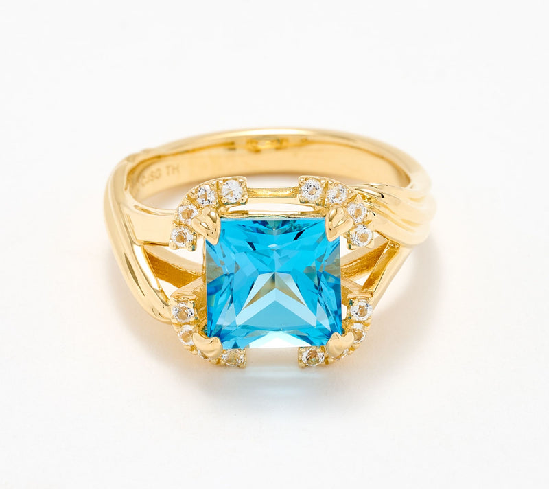 Christian James by Scott Grimes 14K Gold Clad Princess Cut Ripple Ring — View 3