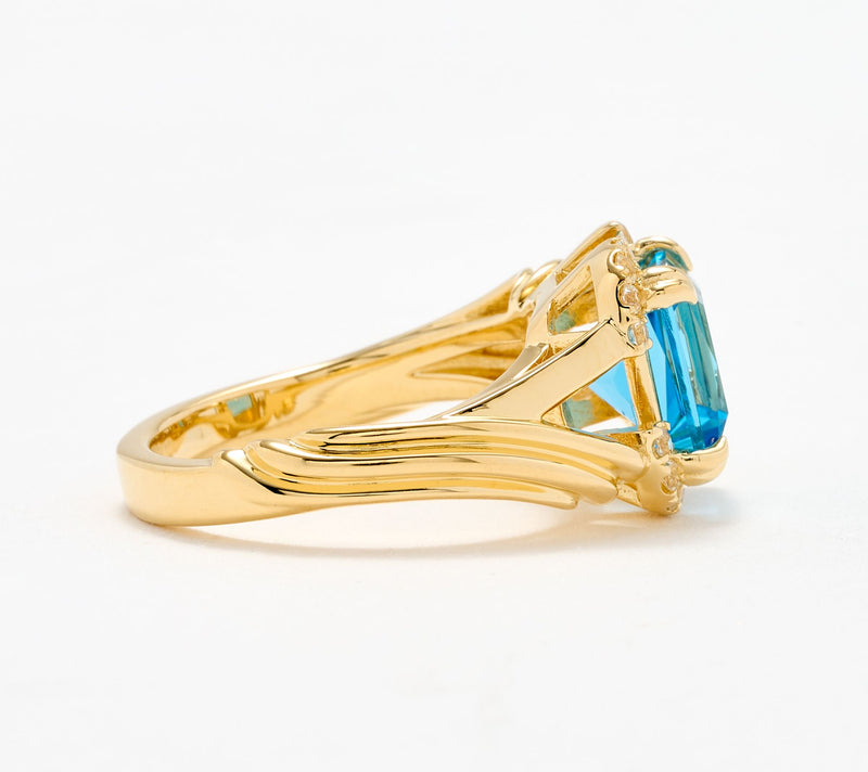 Christian James by Scott Grimes 14K Gold Clad Princess Cut Ripple Ring — View 11