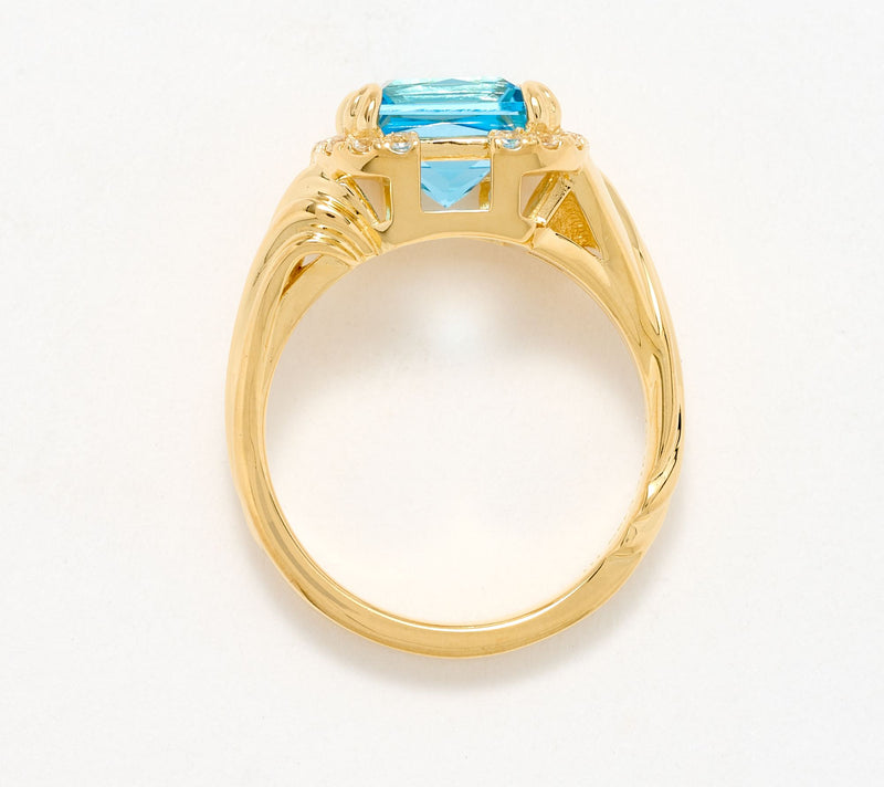 Christian James by Scott Grimes 14K Gold Clad Princess Cut Ripple Ring — View 10