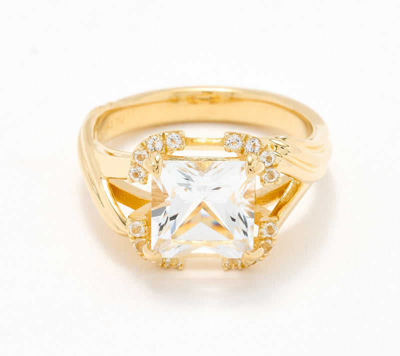 Christian James by Scott Grimes 14K Gold Clad Princess Cut Ripple Ring — View 9