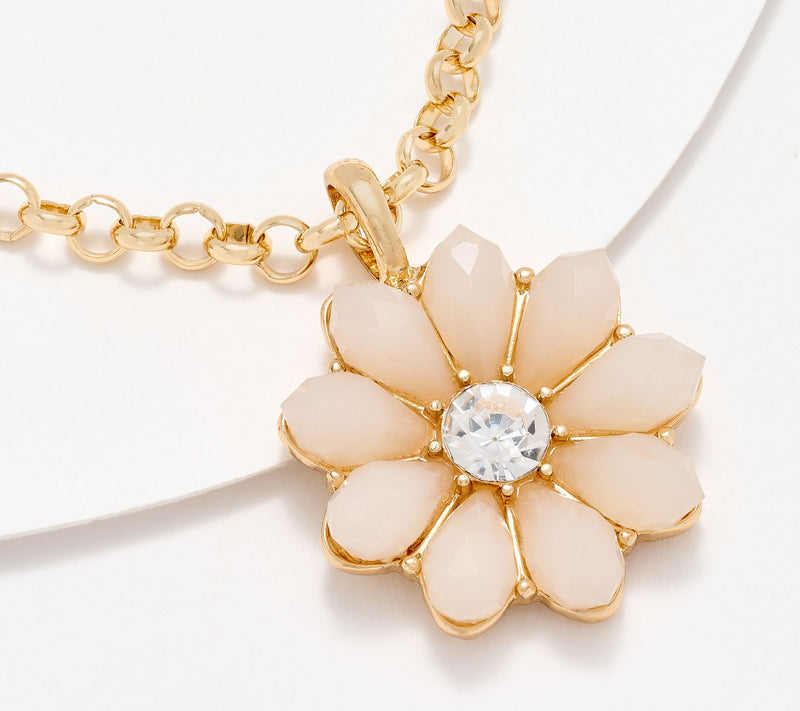 Joan Rivers Flower Button Pendant on 20" Chain — View 10