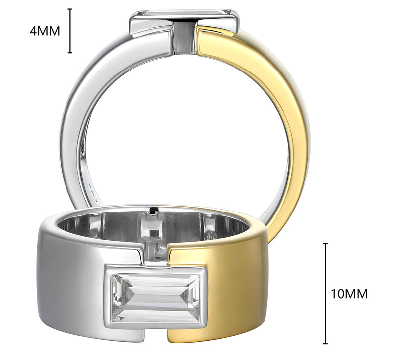 Men's Two-Tone Created White Sapphire Ring, Sterling Silver — View 5