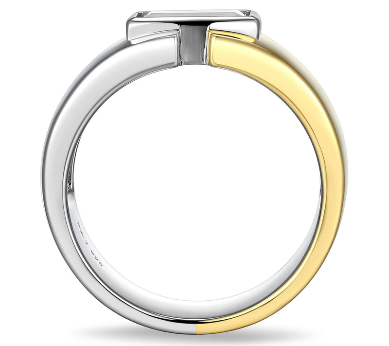 Men's Two-Tone Created White Sapphire Ring, Sterling Silver — View 4