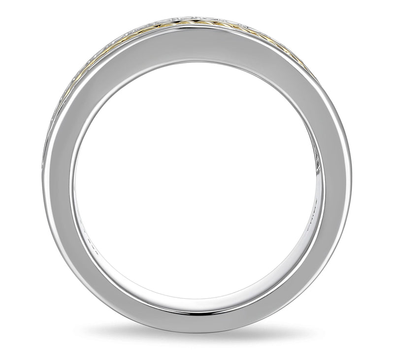 Men's Two-tone Black and White Sapphire Ring, Sterling Silver — View 4