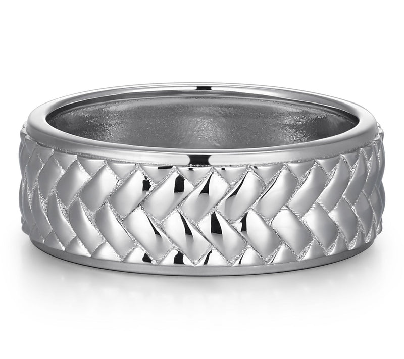 Men's Sterling Silver Chevron Band Ring — Main view