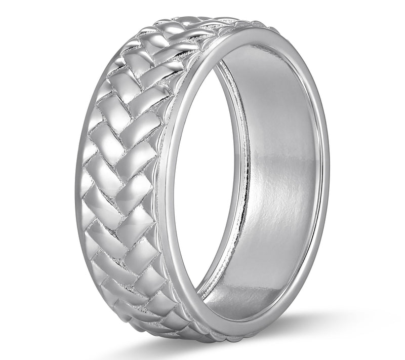 Men's Sterling Silver Chevron Band Ring — View 2