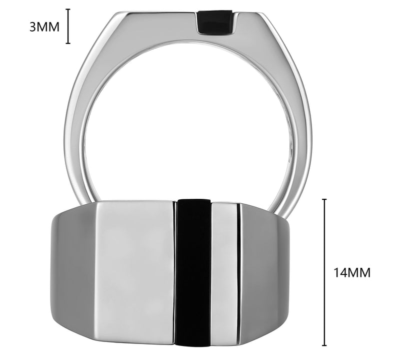 Men's Sterling Silver Black Agate Stripe Band Ring — View 5
