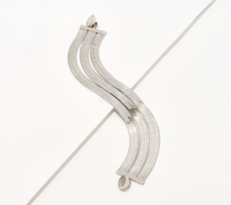 David Markstein Bronze 3-Row Flexible Herringbone Bracelet — View 7