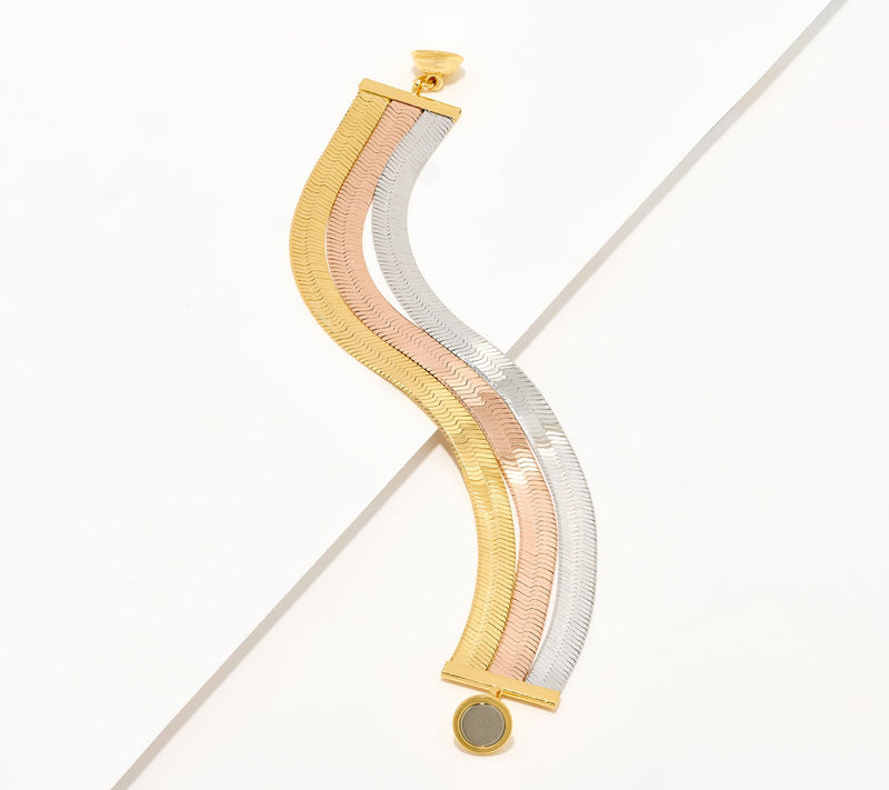 David Markstein Bronze 3-Row Flexible Herringbone Bracelet — View 11