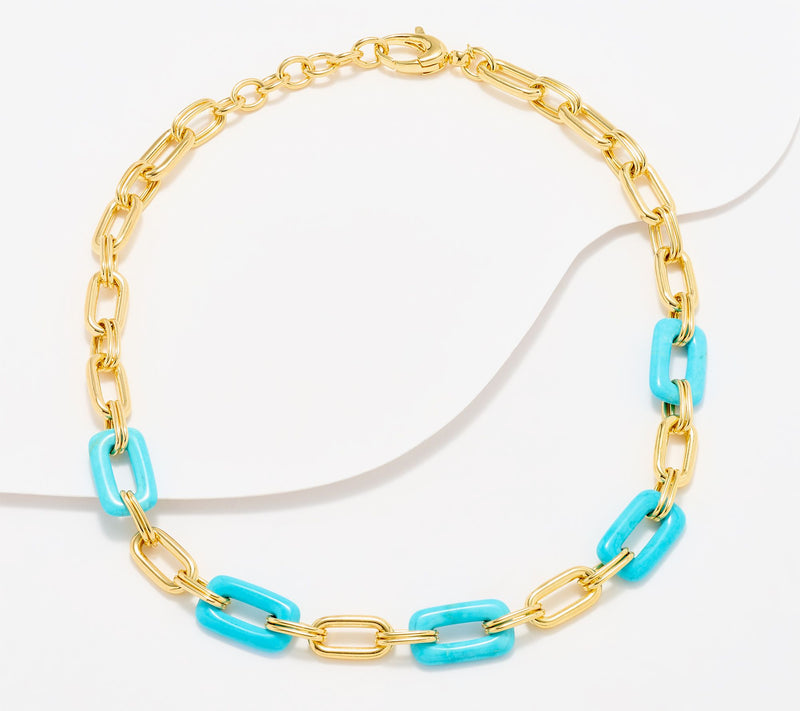 David Markstein Bronze Rectangular Link Gemstone 18" Necklace — View 10
