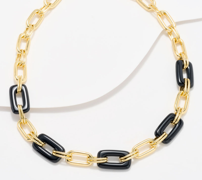 David Markstein Bronze Rectangular Link Gemstone 18" Necklace — View 3