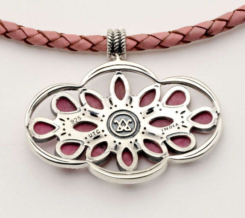 American West Sterling Silver & Leather Gemstone Necklace — View 3