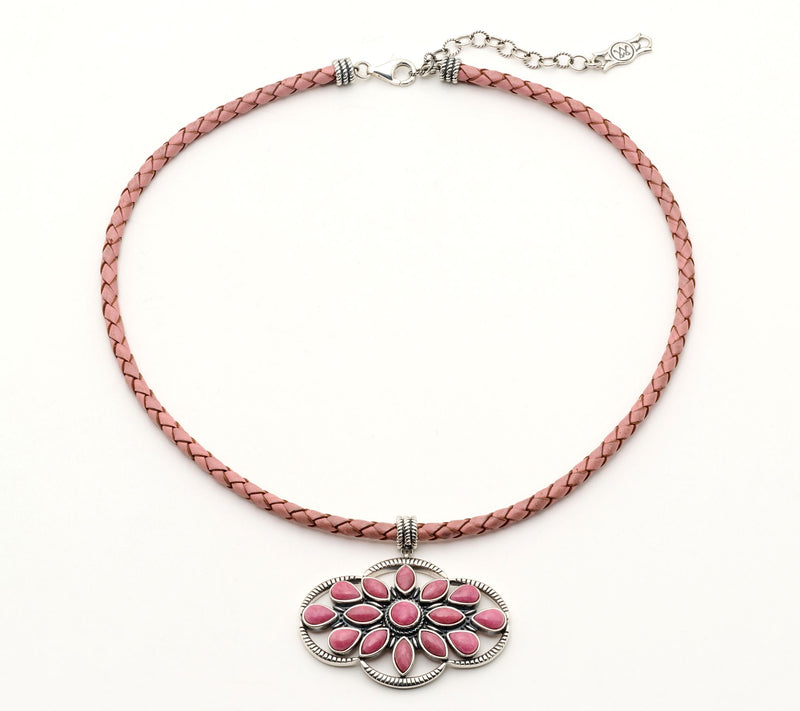 American West Sterling Silver & Leather Gemstone Necklace — View 2