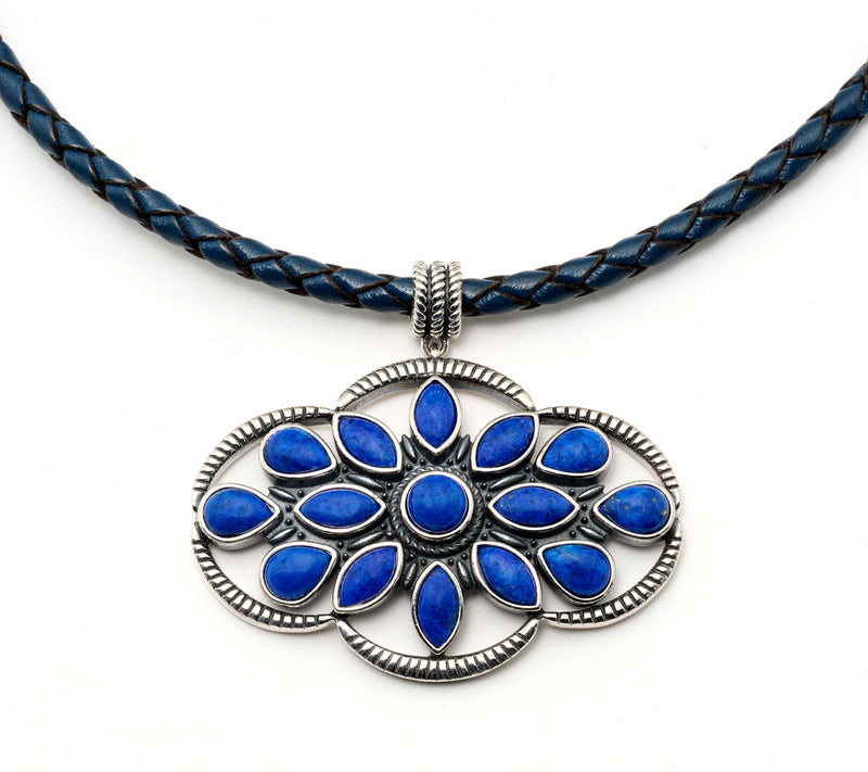 American West Sterling Silver & Leather Gemstone Necklace — View 11