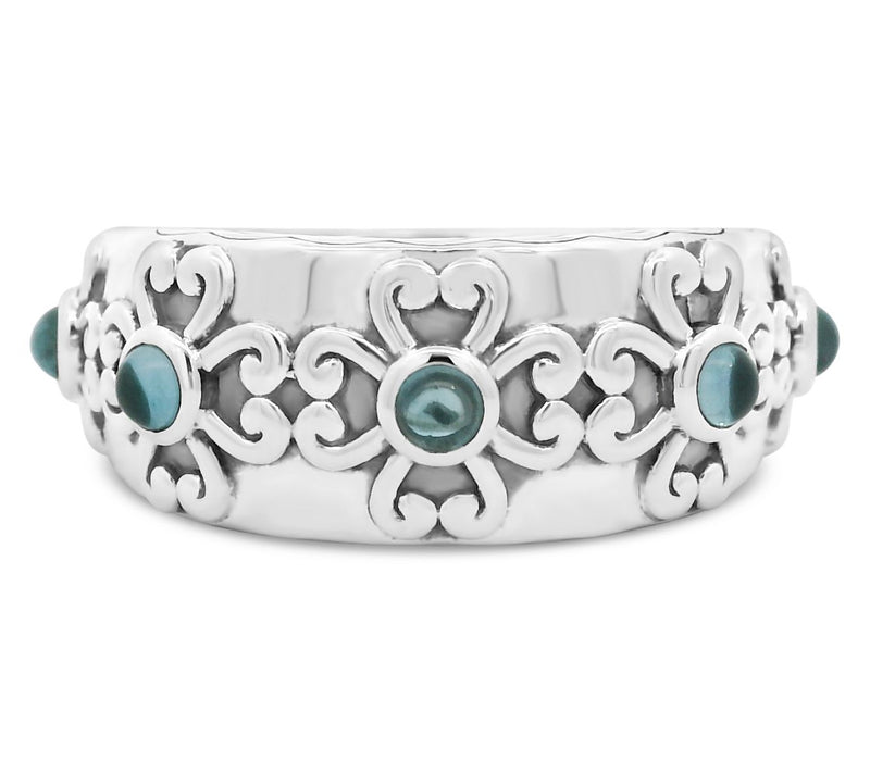 Elyse Ryan Sterling Blue Topaz Heart Motif BandRing — Main view