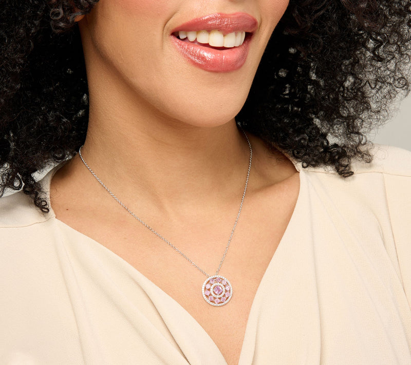 Diamonique x Kathy Levine Sundial Pendant with Chain, Sterling — View 5