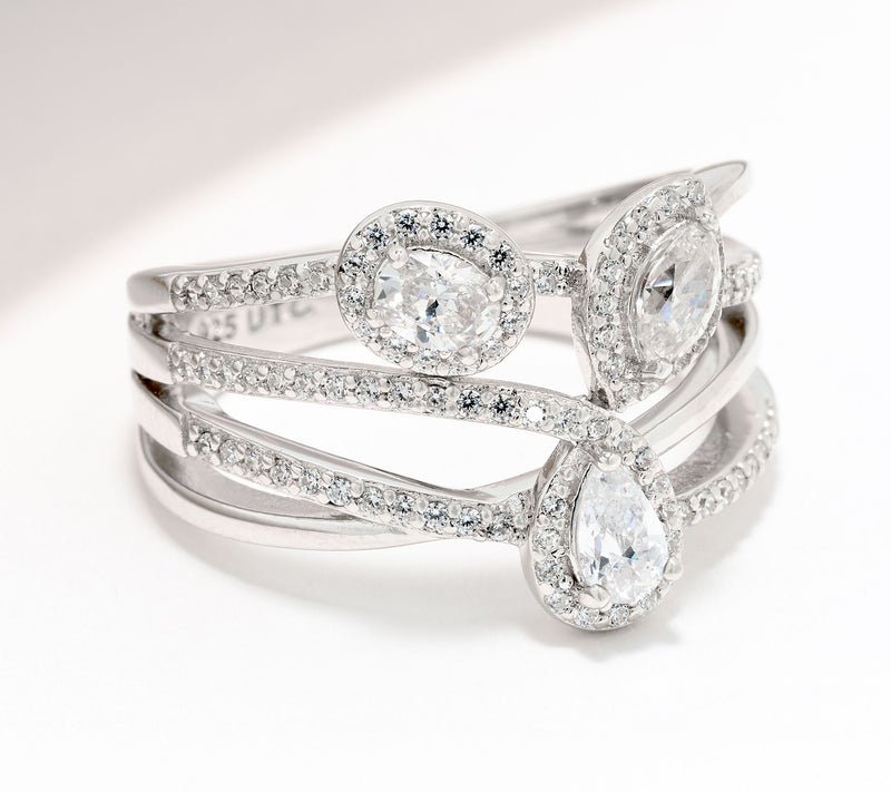 Diamonique x Kathy Levine Galaxy Openwork Band Ring, Sterling — Main view