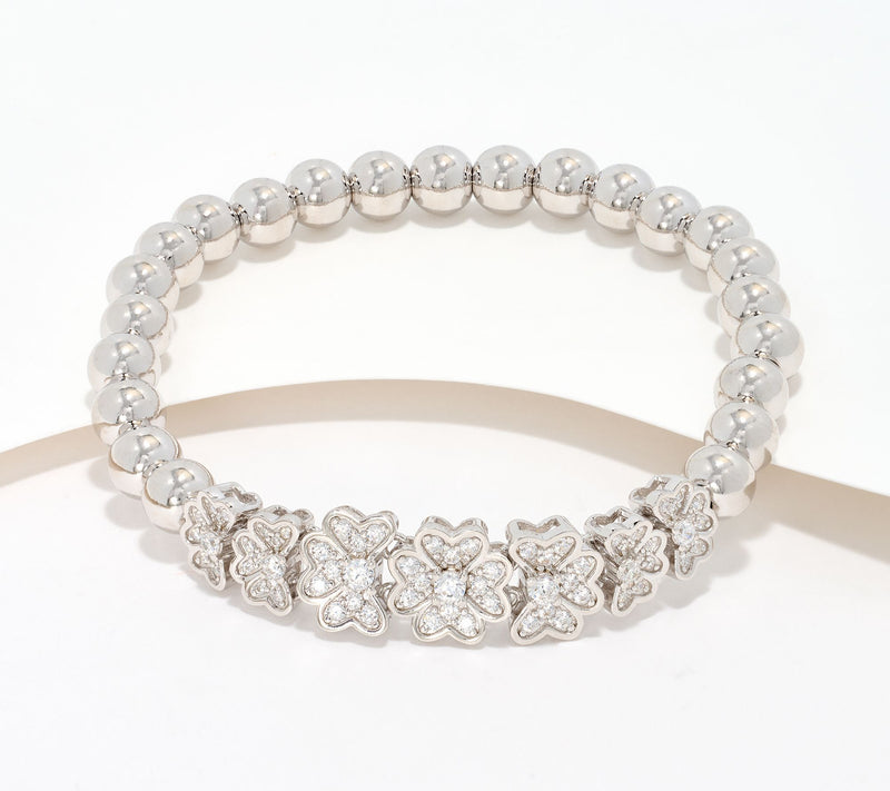 Diamonique x Kathy Levine Flower Joy Stretch Bracelet, Sterl — View 4