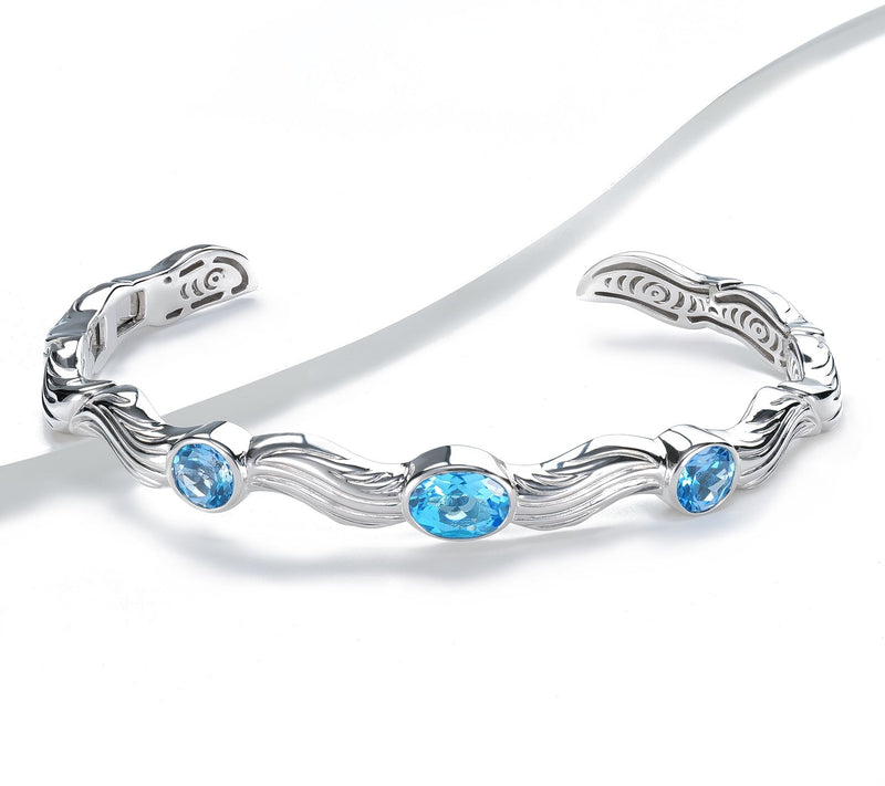Christian James x Scott Grimes Sterling Gemstone Ripple Cuff — View 9
