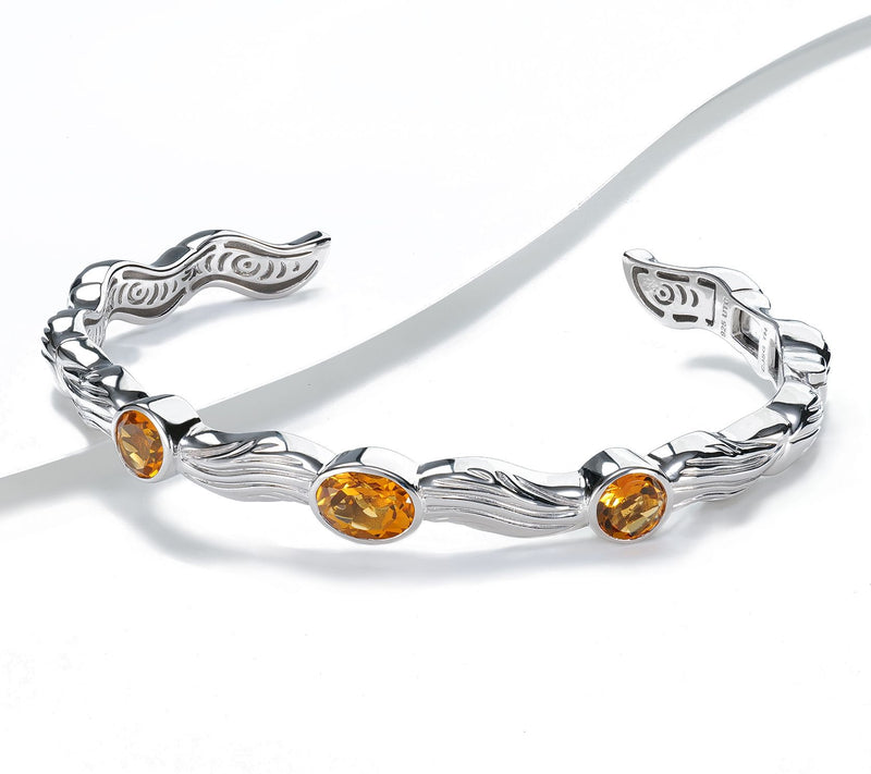 Christian James x Scott Grimes Sterling Gemstone Ripple Cuff — View 10