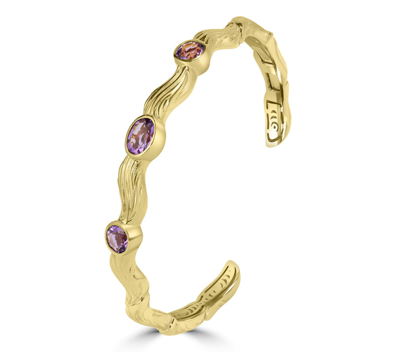 Christian James x Scott Grimes 14K Clad Gemstone Ripple Cuff — View 2