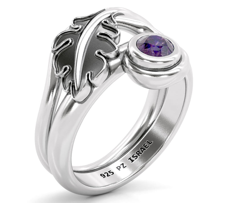 Or Paz Leaf Design Gemstone Ring — View 2