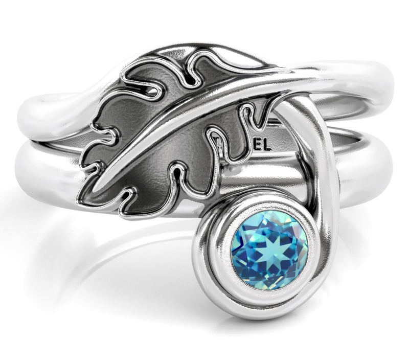 Or Paz Leaf Design Gemstone Ring — View 4