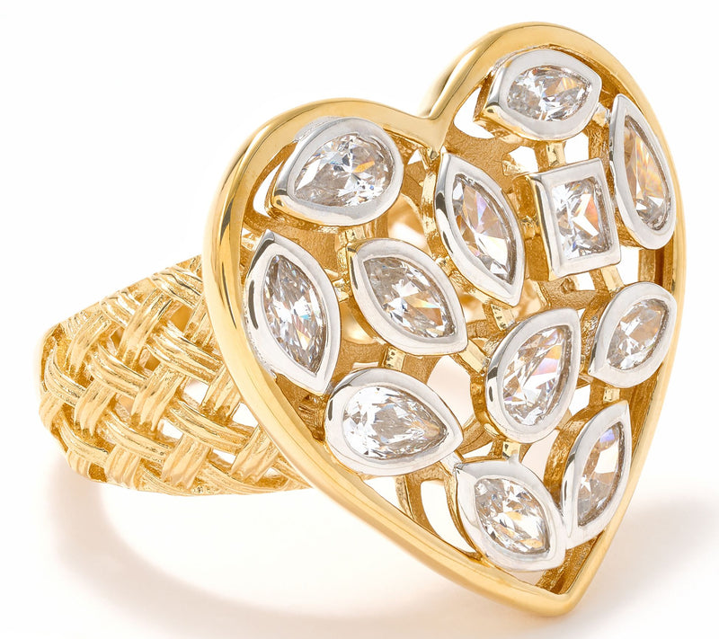 Diamonique x Jennifer Miller Mixed Cut Heart Ring, Sterling Silver — View 7