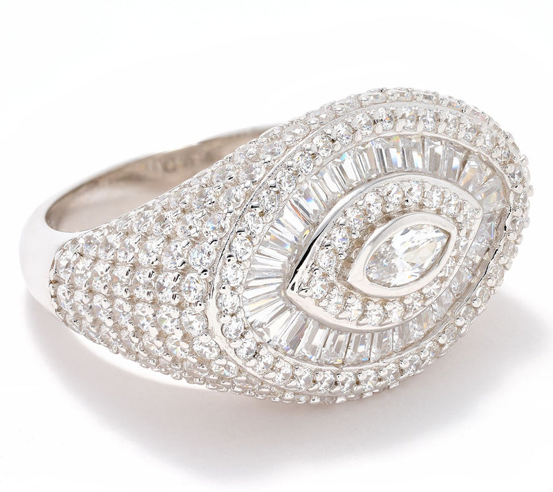 Diamonique x Jennifer Miller Evil Eye Ring, Sterling Silver — View 6