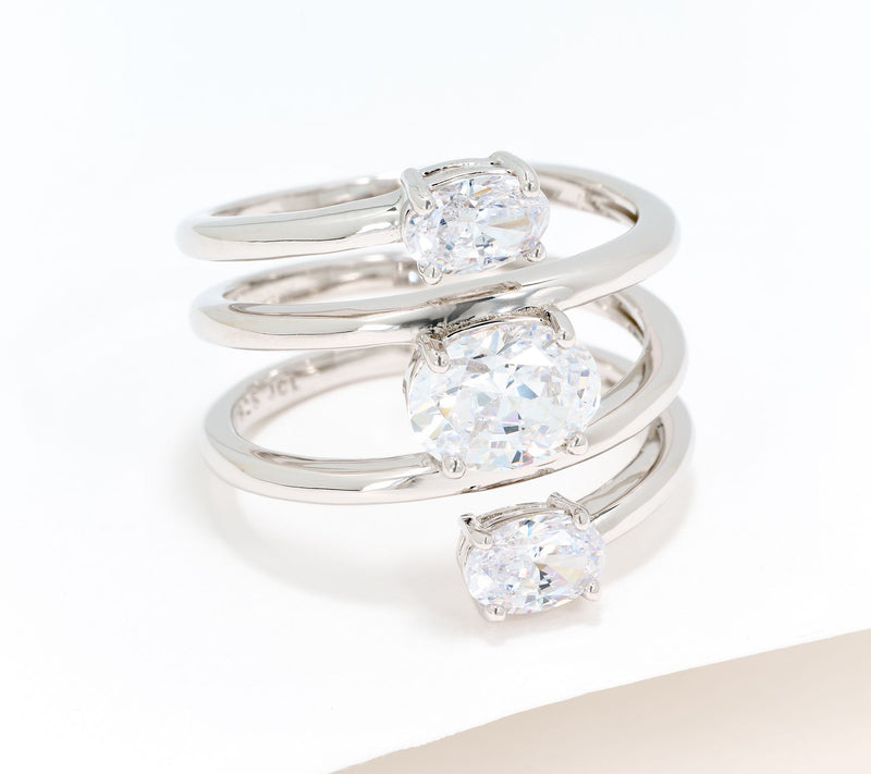 Diamonique x Jennifer Miller Mixed Cut Swirl Ring, Sterling Silver — View 6