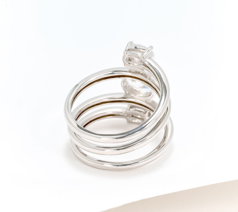 Diamonique x Jennifer Miller Mixed Cut Swirl Ring, Sterling Silver — View 2