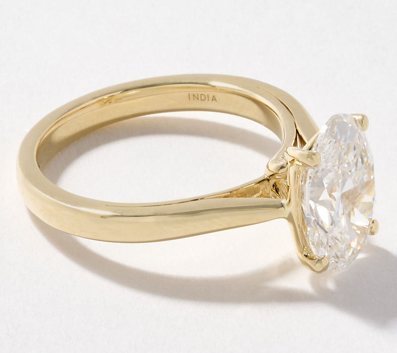 Fire Light Lab Grown Diamond Oval 3 cttw Ring, 14K Gold — View 4