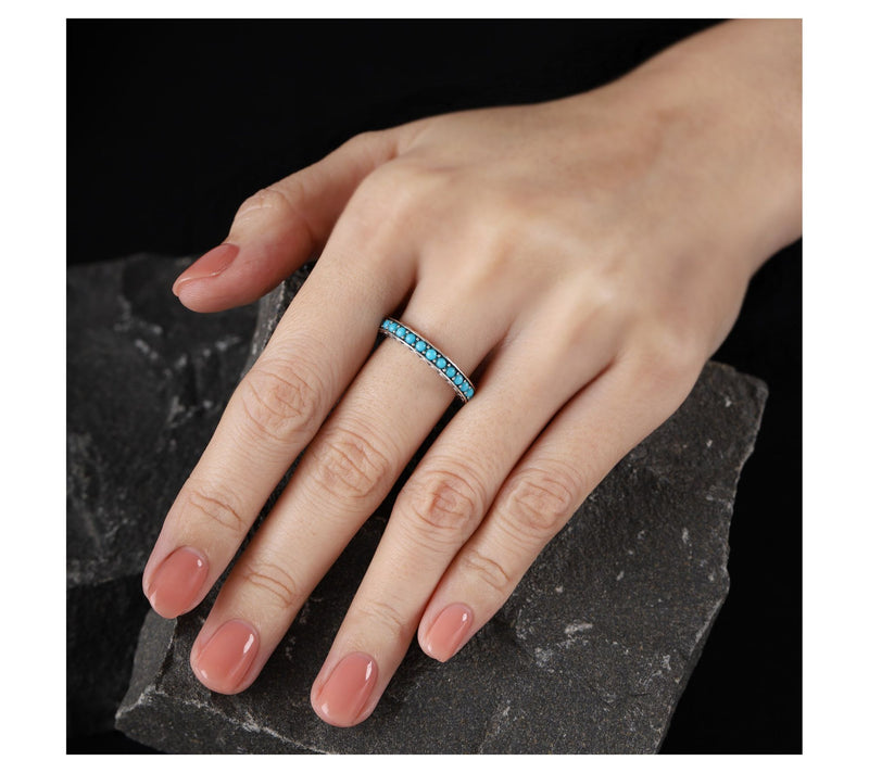Tiffany Kay Studio Sterling Silver Turquoise Band Ring — View 4