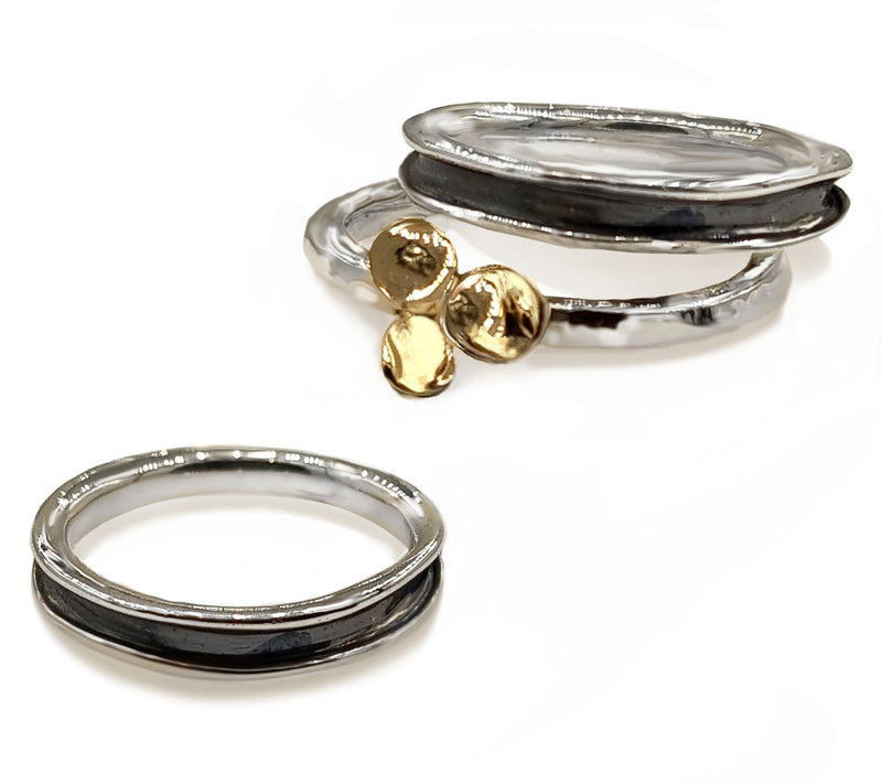 Hagit Sterling Silver & 14K Gold Set of 3 Stacking Rings — Main view